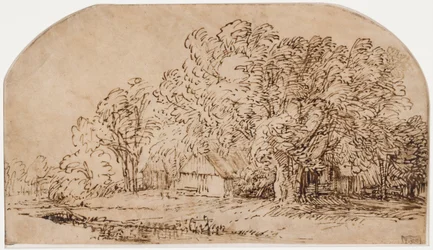 Paisagem com chalés sob árvores altas ("The Puff of Wind")