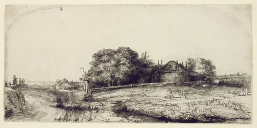 Paisagem com Haybarn e um rebanho de ovelhas, c.1652 (gravura e ponto seco no papel)