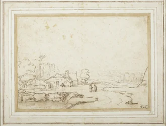 Paisagem com parte de um lago