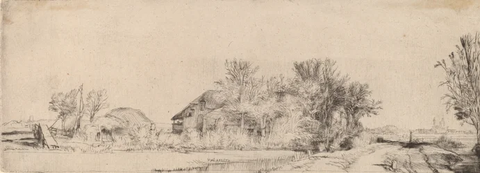 Paisagem com uma estrada ao lado de um canal, c. 1652.