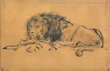 Descanso do leão, girado para a esquerda, c1650
