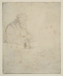 Velho em meditação, apoiando-se em um livro, c. 1645.