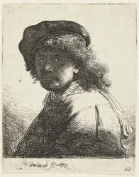 Rembrandt com gorro e cachecol