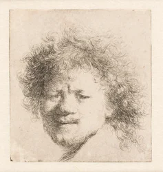 Rembrandt com cabelo comprido e espesso: apenas a cabeça