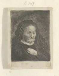 A mãe de Rembrandt com a mão no peito: busto pequeno Recueil de quatre-vingt-cinq estampes originales (título da série)