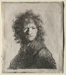 Auto-retrato, franzindo a testa: Busto, 1630.