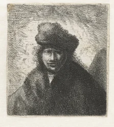 Auto-retrato com gorro de pele inclinado: Busto, ca 1631.