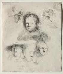 Estudos do Chefe de Saskia e outros, 1636.