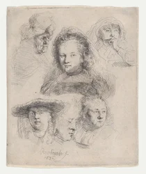 Estudos dos chefes de Saskia e outros, 1636., 1636.