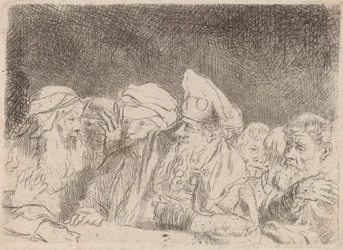 Os Fariseus Debatendo Fragmento da Impressão dos Cem Florins, c. 1649.