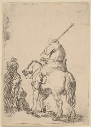 Soldado com turbante a cavalo