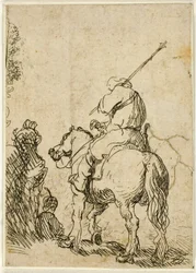 Soldado com turbante a cavalo