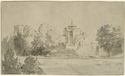 Vista de Mariakerk em Utrecht do Sul, c.1652 (caneta e tinta com lavagem no papel)