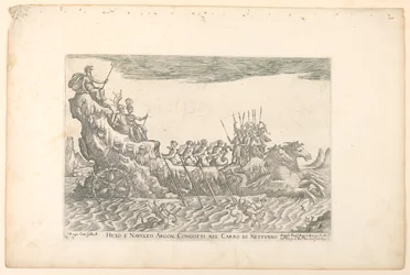 Hiclo e Naucleus argônio. conduzido na carruagem de Netuno, de Vasos dos Argonautas para a celebração do casamento de Cosimo de 