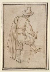 Homem de pé, visto por trás