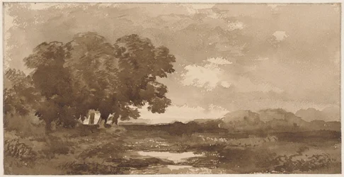 Paisagem com um grupo de árvores à esquerda