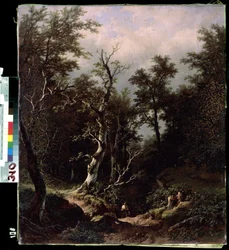 Paysage de foret (paisagem da floresta). Pintura de Remigius Adrianus van Haanen (Remy ou Remi Adrien van Hannen
