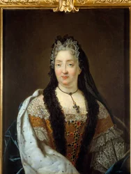 Retrato de Anne Marie de La Tremoille, Princesse des Ursins (1642-1722) Pintura atribuída a Rene Antoine Houasse (1645-1710)