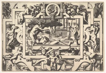 Medéia derrama uma poção mágica sobre Jason King Aeson tão obsoleto e magro em um tanque que ela ..., 1563.