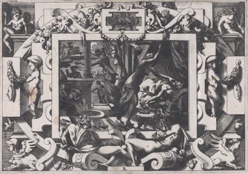 Pélias Assassinado por suas Filhas Cuja pena que tenham coragem de esvaziar seu sangue por v..., 1563.