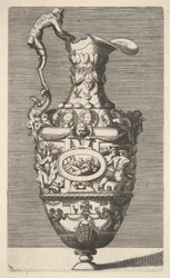 Vaso com um deus do rio em um medalhão oval, século XVII.