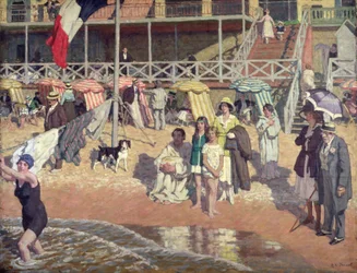Padres em frente ao Grand Hotel, Cabourg, c.1920 (óleo sobre painel)