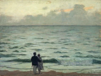 Gust of Wind, Sunset at Cabourg, c.1937 (óleo sobre painel)