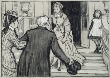 A visita, ilustração de La Jeune Fille Bien Élevée de René Boylesve