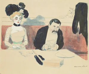 Par, em, um, restaurante