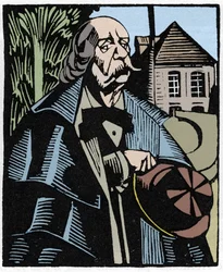 Retrato de Gustave Flaubert (1821-1880). Gravura em madeira de Hermann-Paul (Hermann Paul) (1874-1940) para o livro de Louis Bertrand "Flaubert a Paris ou Le Mort Vivant".