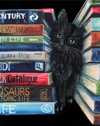 O gato curioso da biblioteca