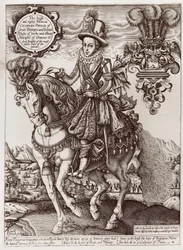 Carlos I como Príncipe de Gales a Cavalo, de &39;O Livro dos Reis&39;, 1618