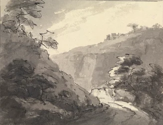 Paisagem com estrada em primeiro plano