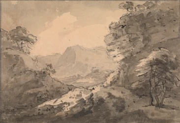 Paisagem Montanhosa com Cragão Rochoso à Direita