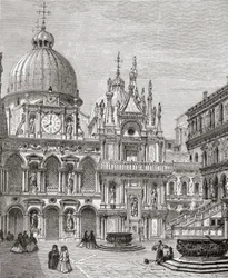 Pátio do Palácio Ducal, Veneza, Itália, no final do século XIX. De Italian Pictures by Rev. Samuel Manning, publicado por volta de 1890.