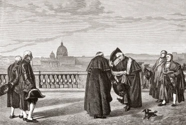 No Monte Pinciano, em Roma, Itália, com a Basílica de São Pedro ao fundo, no final do século XIX. De Italian Pictures do Rev. Samuel Manning, publicado por volta de 1890.