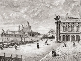 Piazza San Marco ou Praça de São Marcos, Veneza, Itália, no final do século XIX. De Italian Pictures do Rev. Samuel Manning, publicado por volta de 1890.