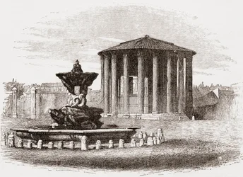 Templo de Vesta, Fórum Romano, Roma, Itália, no final do século XIX. De Italian Pictures by Rev. Samuel Manning, publicado em 1890.