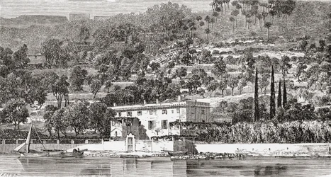 A ilha de Palmaria, em frente a La Spezzia, Itália, no final do século XIX. De Italian Pictures do Rev. Samuel Manning, publicado por volta de 1890.