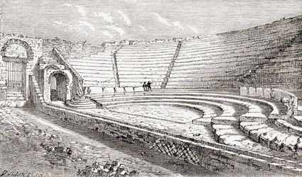 O pequeno teatro, Pompeia, Nápoles, Itália From Italian Pictures by Rev. Samuel Manning, published c.1890.