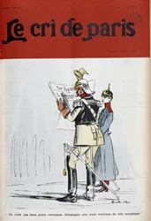 Imperador da Alemanha (?) lendo um jornal denunciando escândalos (mas quais?) , por Florès-couv. "Le Cree de Paris", de 21/11/1909.