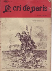 Ilustração de Ricardo Flores (1878-1918) para a capa do Le Cri de Paris, 07/05/16 - Corvee de pinard "Pelo preço ou eles cobram, eles podem muito bem usá-lo em casa! "- Guerra dos 14 -18, Vinho, Vida de Soldado, Sopa de Enrolar da Cantina, Abastecimento - 