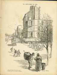 Ilustração de Ricardo Flores (1878-1918) em Le Rire, 05/12/08 - Les chiffonniers de Paris - Metiers, Architecture Urbanisme, Tree - Chiffonniers