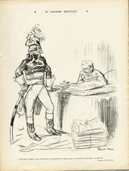 Ilustração de Ricardo Flores (1878-1918) em Le Lire, 29/11/13 - Na Terceira República - Iere Republique - General Generaux, Baptiste Faurie (1853-1938)