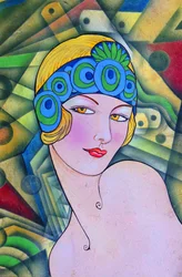 Retrato de uma flapper em estilo Art Déco