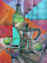 Natureza morta geométrica com café