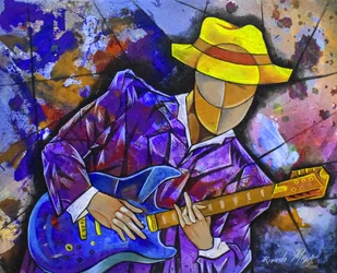 Guitarrista de jazz cheio de energia