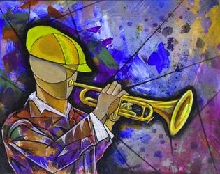 Músico de jazz cheio de energia