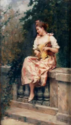 Rapariga com flauta, c.1895 (óleo sobre painel)