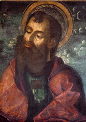 São Paulo e São Pedro Detalhe representando São Paulo. Pintura de Riccardo Quartararo (séculos XV-XVIII) 1493 Dim. 216x155 cm Palermo, Galleria Regionale della Sicilia, inv. 53